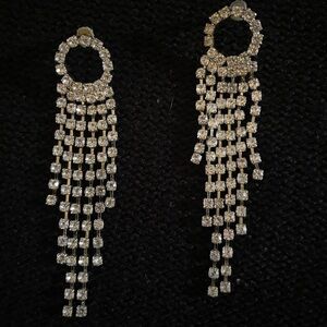 Elegant Silver Crystal Dangle Earrings